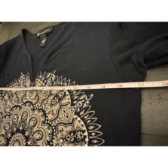 INC Studded V Neck Flared Sleeve Top - Sz S - Picture 7 of 12